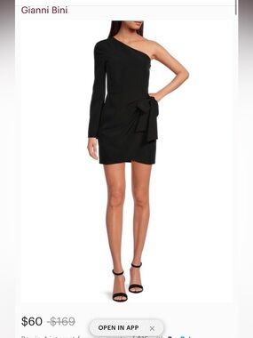 Gianni Bini One-Shoulder Black Dress with Side Bow